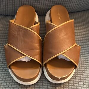 Cole Haan Brown Leather Crisscross Mules